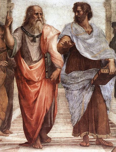 Plato and Aristotle walking and talking together