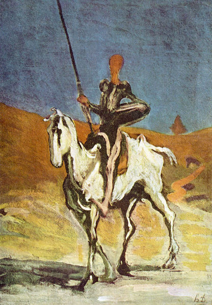 Image of Don Quixote with Sancho in the background